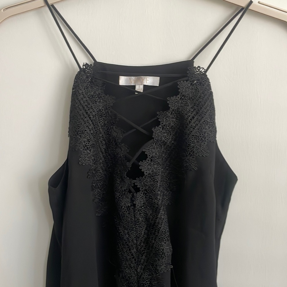 Black Criss-cross low cut tank top